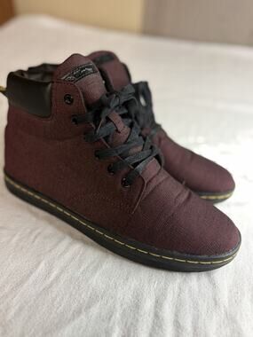 Dr Martens Maelly Canvas Boots Womens US 8 Burgundy Chukka Ankle Lace Up